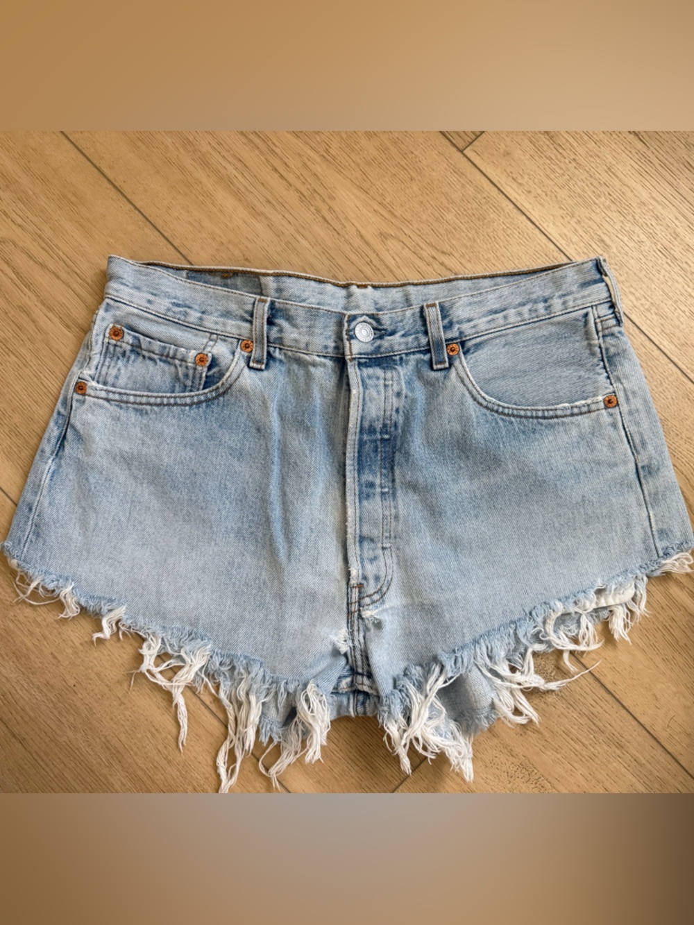 Levi's Light Blue Frayed Hem Denim Shorts Vintage